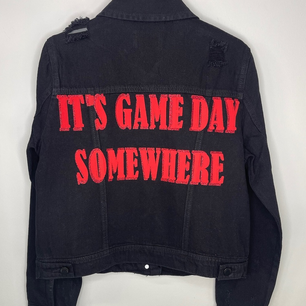 Game Day Black Distressed Denim